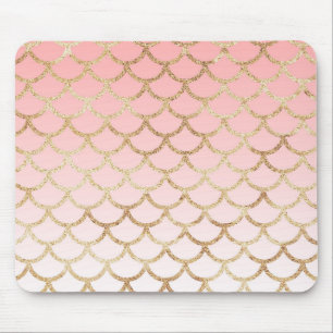 Girly Blush Pink und Gold Mermaid Glitzer Glitzern Mousepad