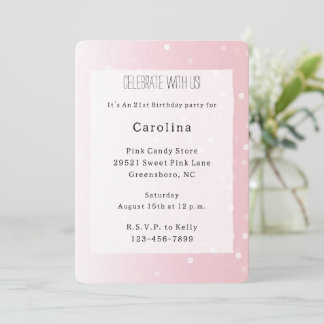 Girly Blush Pink White Dots Birthday Einladung