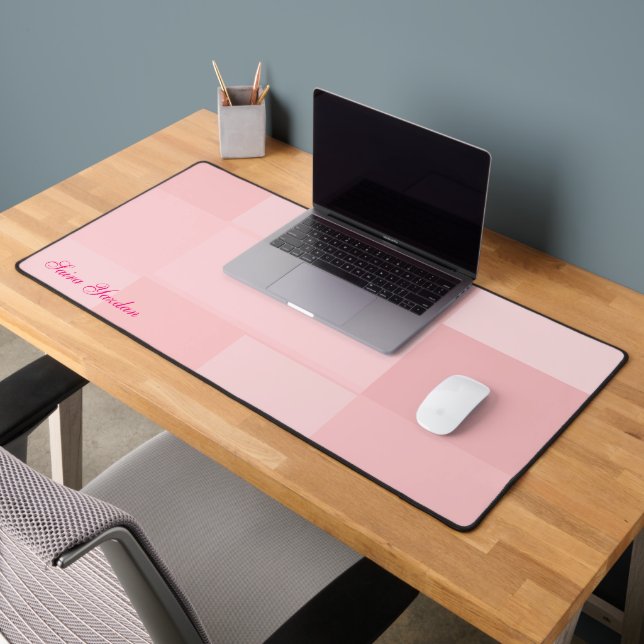 Girly Blush rosa Elegante Persönliche Bezeichnung Schreibtischunterlage (Büro 2)