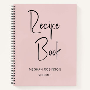 Girly Blush Rosa Kochbuch Personalisiertes Rezept Notizbuch