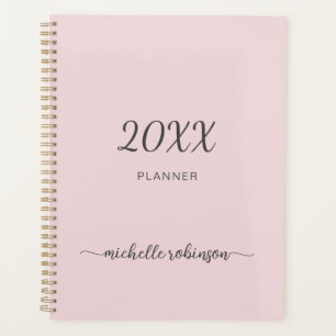 Girly Blush Rosa Monogramm Name Schrift 2023 Plane Planer