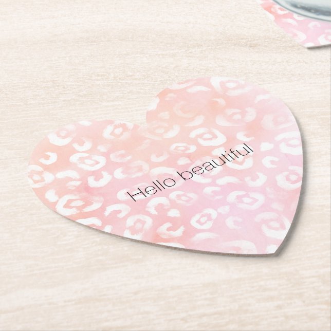Girly Blush Rosa Pfirsich Gold Leopard Tier Untersetzer (angewinkelt)