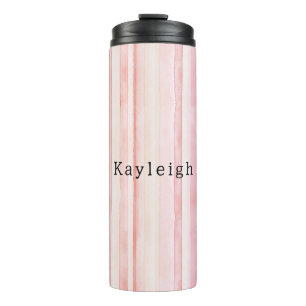 Girly Blush Rosa Streifen Thermosbecher