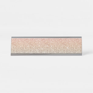 Girly Blush Rose Gold Blue Ombre Glitzer Glitzern Schreibtischnamensplakette