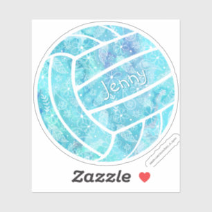 girly boho Federn Doodle Türkis Volleyball Aufkleber