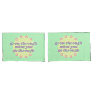 Girly Boho Pastel Green Quote Retro-Blume Kissenbezug