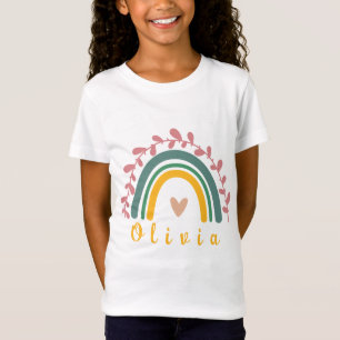 Girly Boho Rainbow mit Personalisiertem Namen T-Shirt