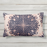 Girly Boho Rose Gold Blush Pink Navy Mandalas