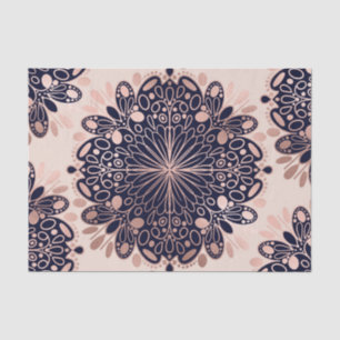 Girly Boho Rose Gold Blush Pink Navy Mandalas Seidenpapier