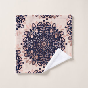 Girly Boho Rose Gold Blush Pink Navy Mandalas Waschlappen
