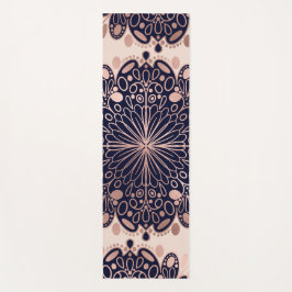 Girly Boho Rose Gold Blush Pink Navy Mandalas Yogamatte