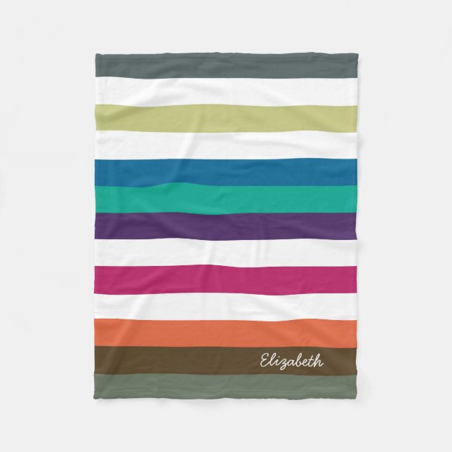 Girly Bold Rainbow Große horizontale Streifen und  Fleecedecke (Vorderseite)