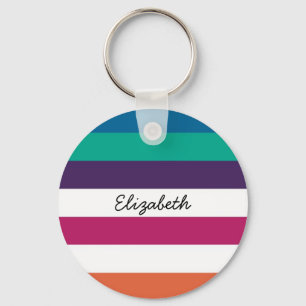 Girly Bold Rainbow Große horizontale Streifen und  Schlüsselanhänger