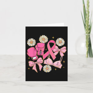 Girly Breast Cancer Floral Coquette Bow Pink Ribbo Karte