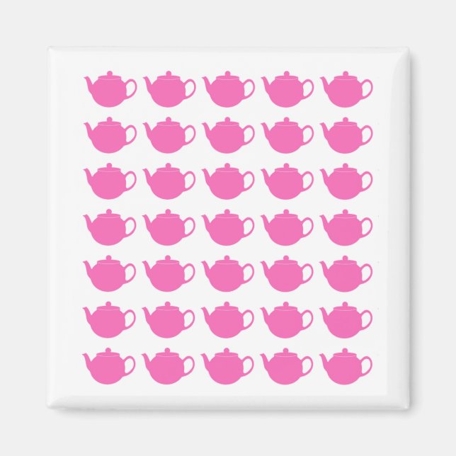 Girly Bright Pink Teapots Magnet (Vorne)