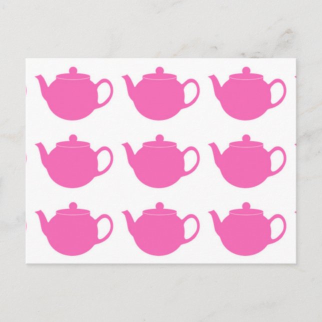 Girly Bright Pink Teapots Postkarten (Vorderseite)