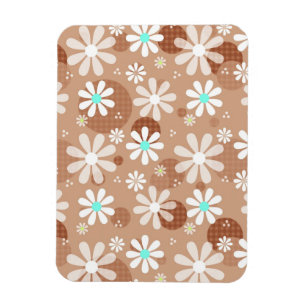 Girly Brown Daisy Blume Muster Niedlich Aqua Dots Magnet