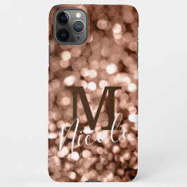 Girly Brown Glittery Monogram Letter iPhone 11Pro Max Hülle