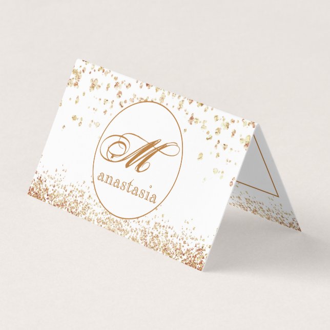 Girly Brownish Glittery Luxury Monogram Salon Visitenkarten (Vorderseite)