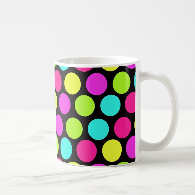 Girly bunter Spaß-NeonTupfen-Muster Kaffeetasse (Rechts)