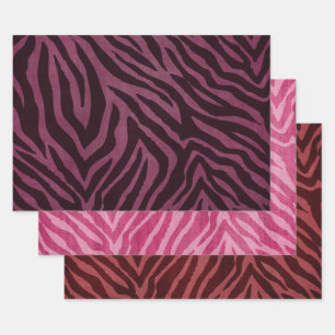 Girly Burgundy Rosa Zebra Print Geschenkpapier Set