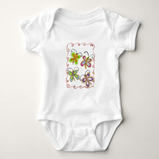 Girly Butterfly Baby Strampler (Vorderseite)