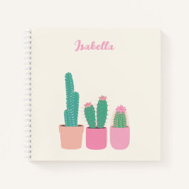 Girly Cactus Houseplant Spiral Notebook mit Namen Notizbuch