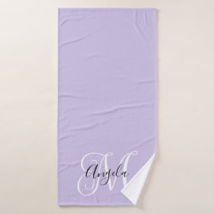 Girly Calligraphy Monogram Pale Lavendel Badehandtuch