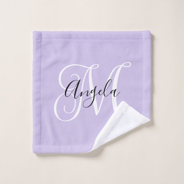 Girly Calligraphy Monogram Pale Lavendel Waschlappen (Waschlappen)
