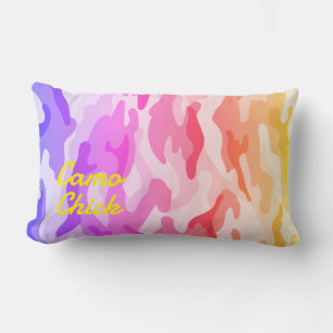 Girly Camouflage Pastelle Monogramm in Gelb   Lendenkissen