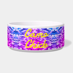 Girly Camouflage Pinks/Blues Monogramm in Gelb Napf