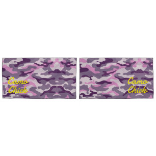 Girly Camouflage Pinks Monogramm in Gelb Kissenbezug