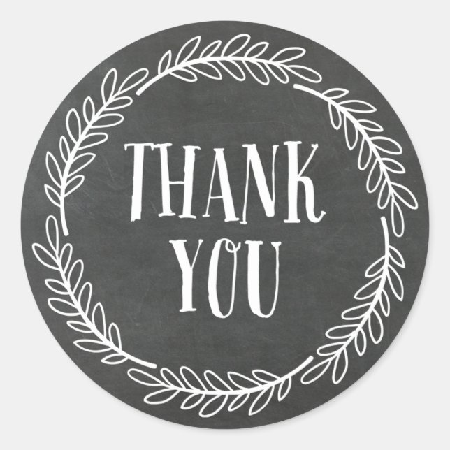 Girly Chalkboard Wreath Danke Stickers (Vorderseite)