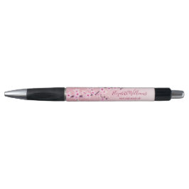 Girly Cherry Blossoms Pink Glitter Monogram Kugelschreiber