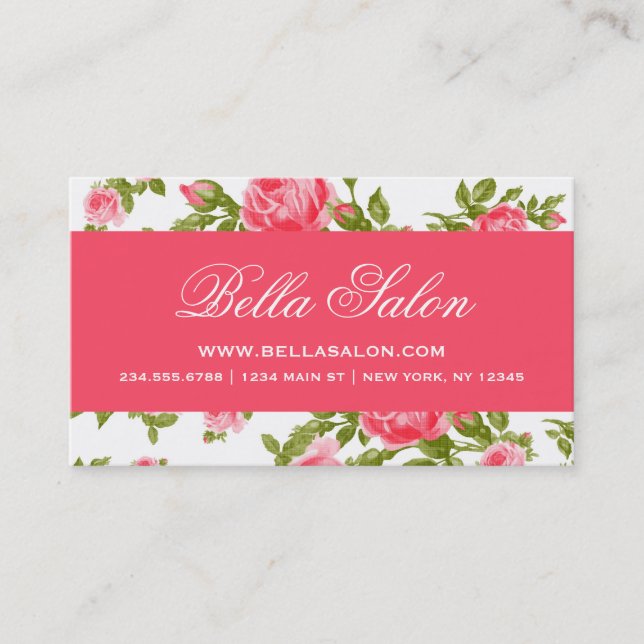 Girly Chic Elegante Vintage Rose Visitenkarte (Vorderseite)