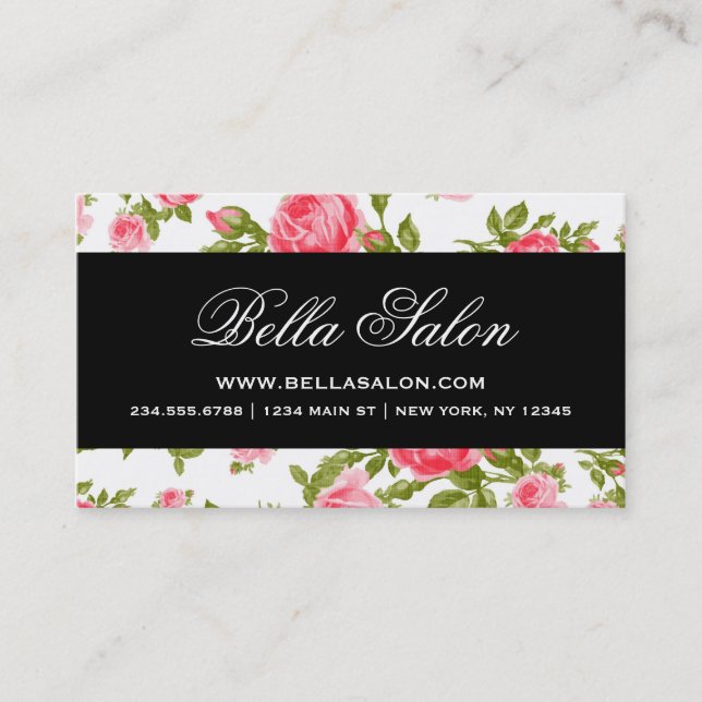 Girly Chic Elegante Vintage Rose Visitenkarte (Vorderseite)