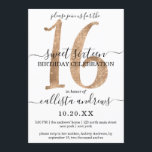 Girly Chic Imitats Gold Glitzer White Sweet 16 Einladung<br><div class="desc">Diese elegante, einfache, minimalistische und schicke 16 . Geburtstag-Geburtstagsfeier ist perfekt für Ihre junge Teenagerin. Es verfügt über eine glamouröse Imitats gedruckt aufwändig und Luxus Gold funkelnd Glitzer Sequin der Nummer "16" auf einem gürtelweißen Hintergrund mit kostenlosen schwarzen kursiven und serf Schriftart. Es ist einzigartig, modern, cool und trendig, eine...</div>