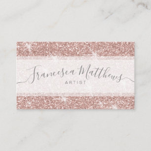 Girly Chic Imitats Rose Gold Glitzer Skript Visitenkarte