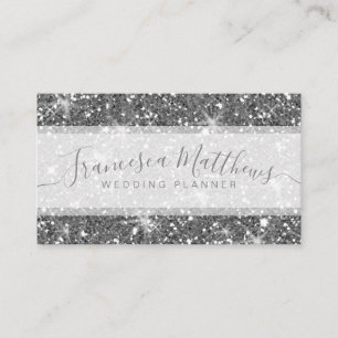 Girly Chic Imitats Silver Glitzer Script Swaps Visitenkarte