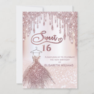 Girly chic Kleid Tropfen Rose gold glittery ombre Einladung