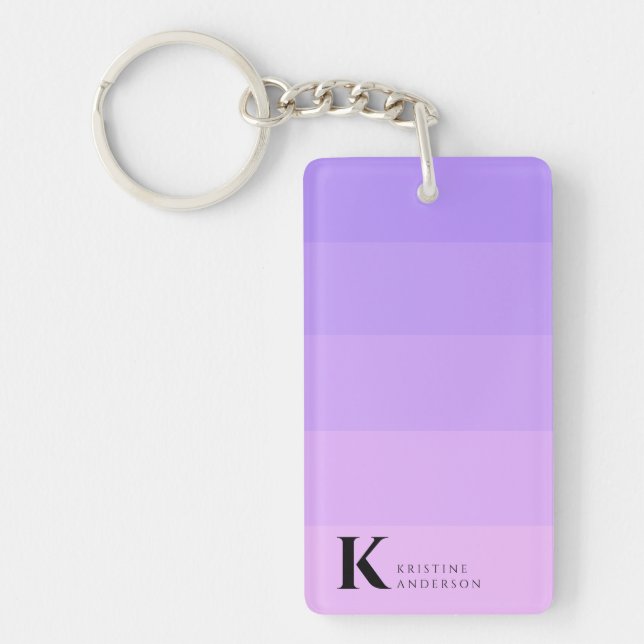 Girly Chic Lila Lilac Ombre Classic Monogram Schlüsselanhänger (Vorderseite)