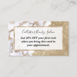 Girly Chic Modern Glam Gold Glitzer Marmormuster Rabattkarte