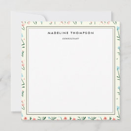Girly Chic Pastel Pink Blue Flowers Pattern Square Mitteilungskarte