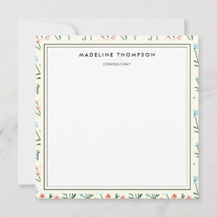 Girly Chic Pastell Rosa Blau Blumen Muster Quadrat Mitteilungskarte