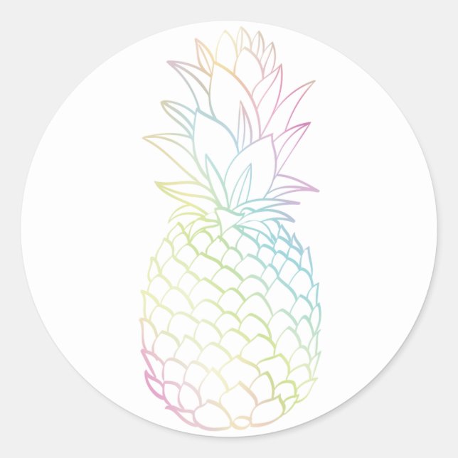 Girly Chic Pineaple Ombre Rainbow Umschlag Aufkleb Runder Aufkleber (Vorderseite)