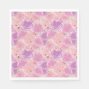 Girly Chic Pink Glitzer Rose Serviette