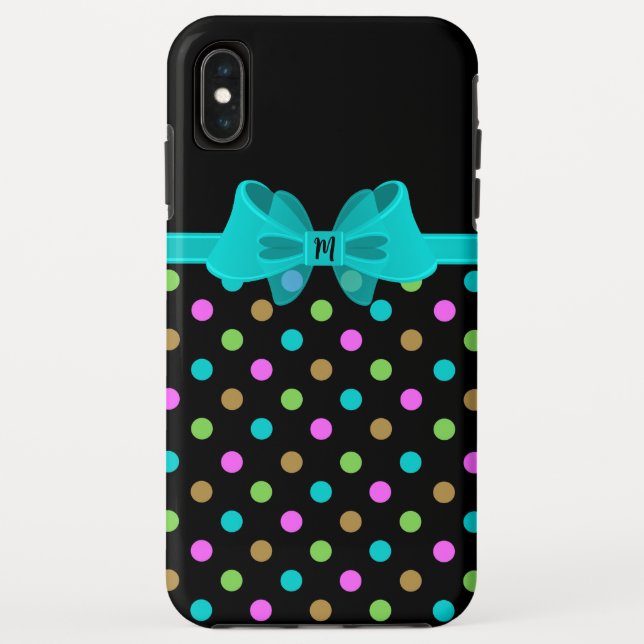 Girly Chic Polka Dots Monogram Case-Mate iPhone Hülle (Rückseite)