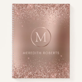 Girly Chic Rose Gold Glitzer Metallic Monogram Notizbuch