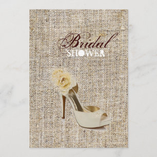 Girly Chic Rustic Country Burlap Brautparty Einladung