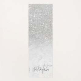 Girly chic silber Glitzer ombre Marmor mit Monogra Yogamatte